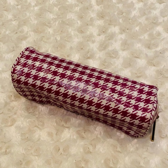 Bare Minerals Pink Houndstooth Cosmetic Makeup Bag Case - Picture 4 of 6